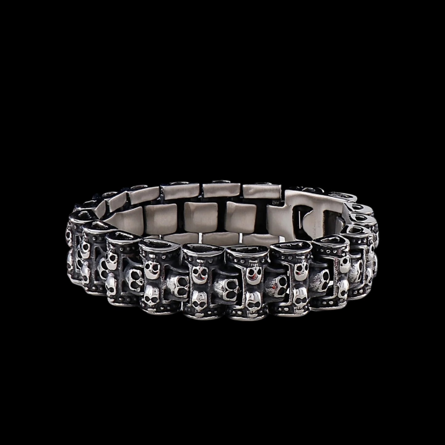 Skull Engraved Watch Link Bracelet