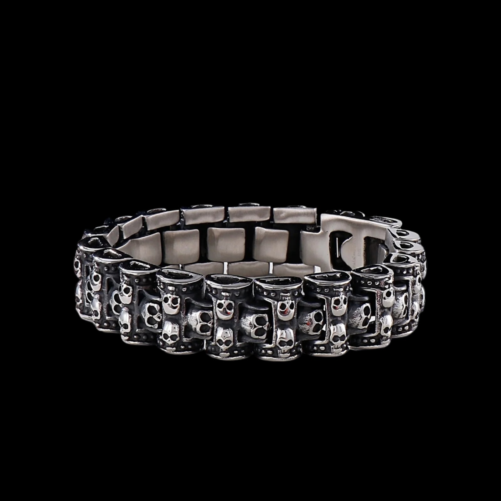 Skull Engraved Watch Link Bracelet