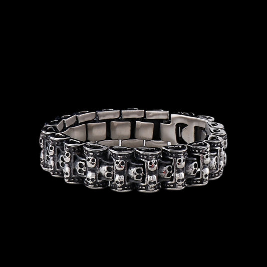 Skull Engraved Watch Link Bracelet