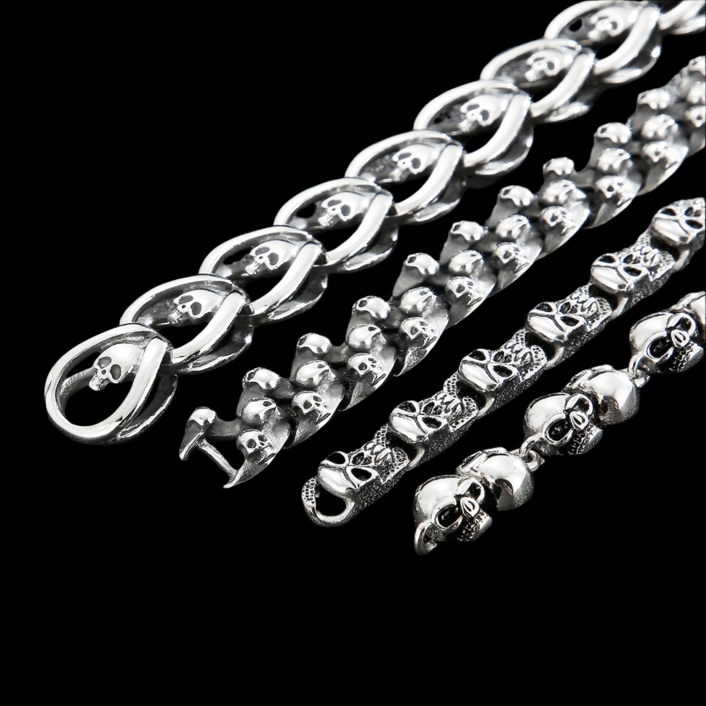 Skull Vine Chain Mens Steel Bracelet