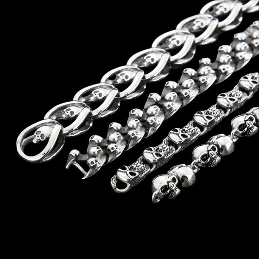 Skull Vine Chain Mens Steel Bracelet