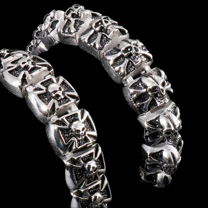 Skull and Crossbone - Skull and Maltese Cross Bracelet