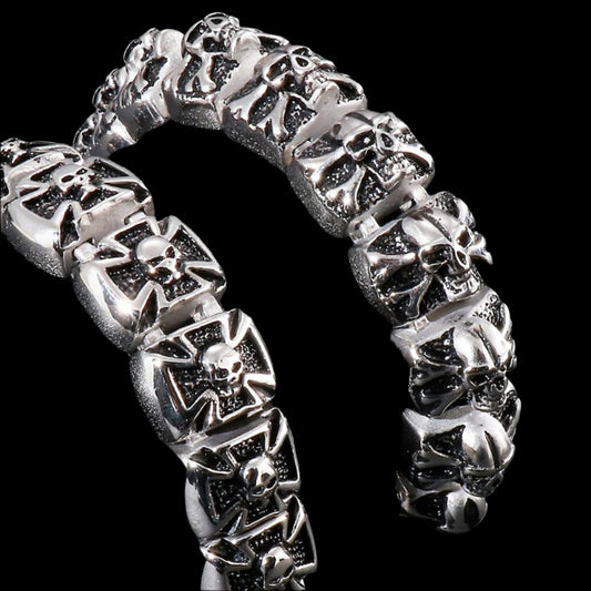 Skull and Crossbone - Skull and Maltese Cross Bracelet
