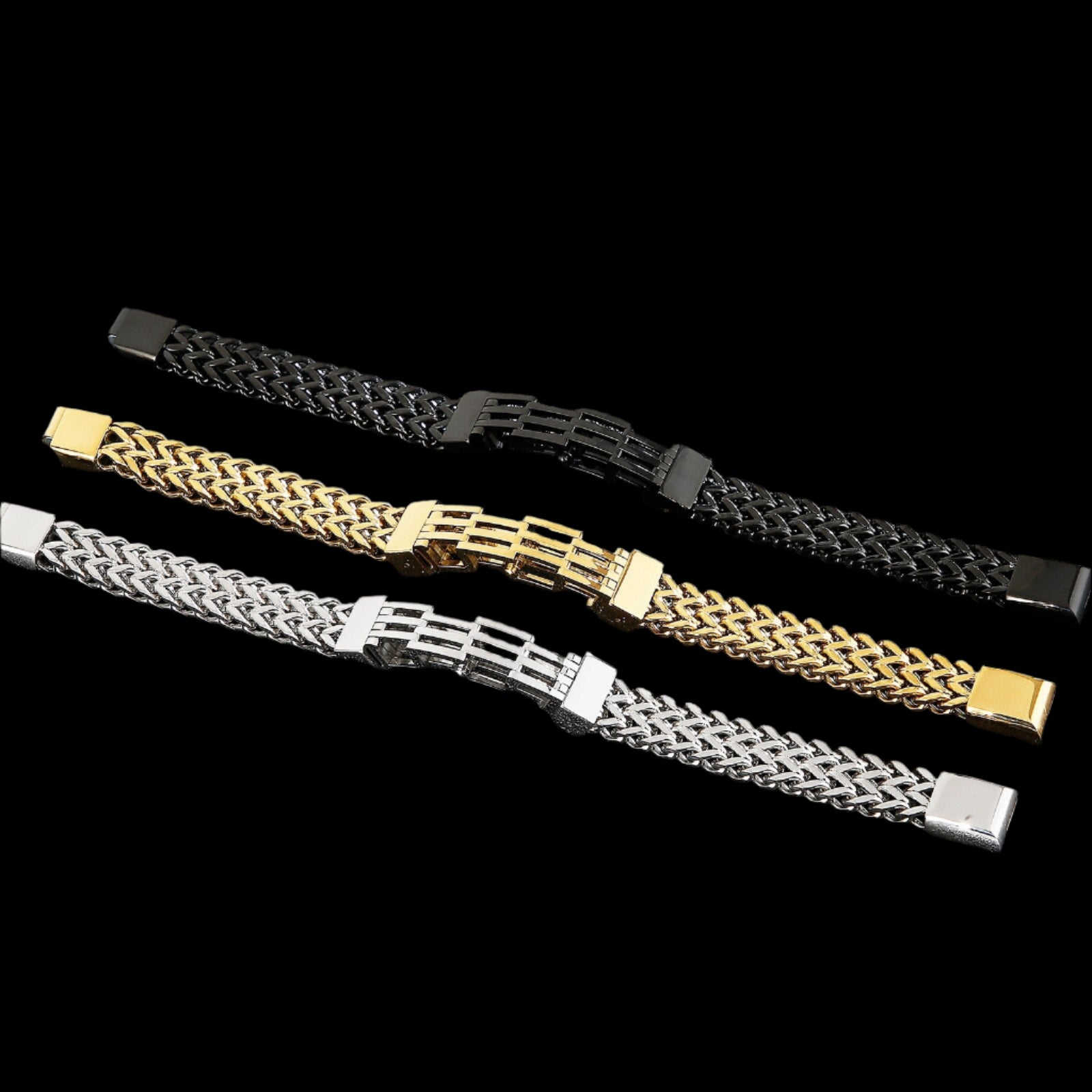 Slat Fence Geometric Modern Chain Mesh Bracelet