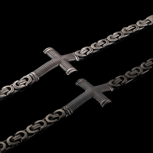 Square Chain Beaded Cross Bracelet