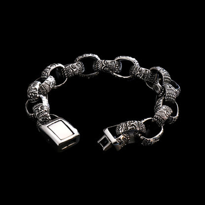 Steel Buddha Bead Mens Bracelet