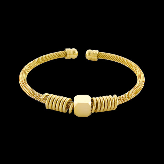 Steel Mesh and Coil Cuff Bracelet