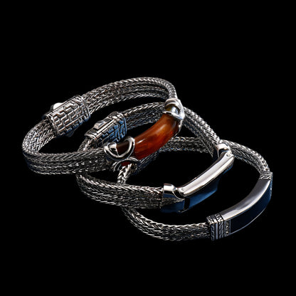 Stone and Steel Signet Bracelet