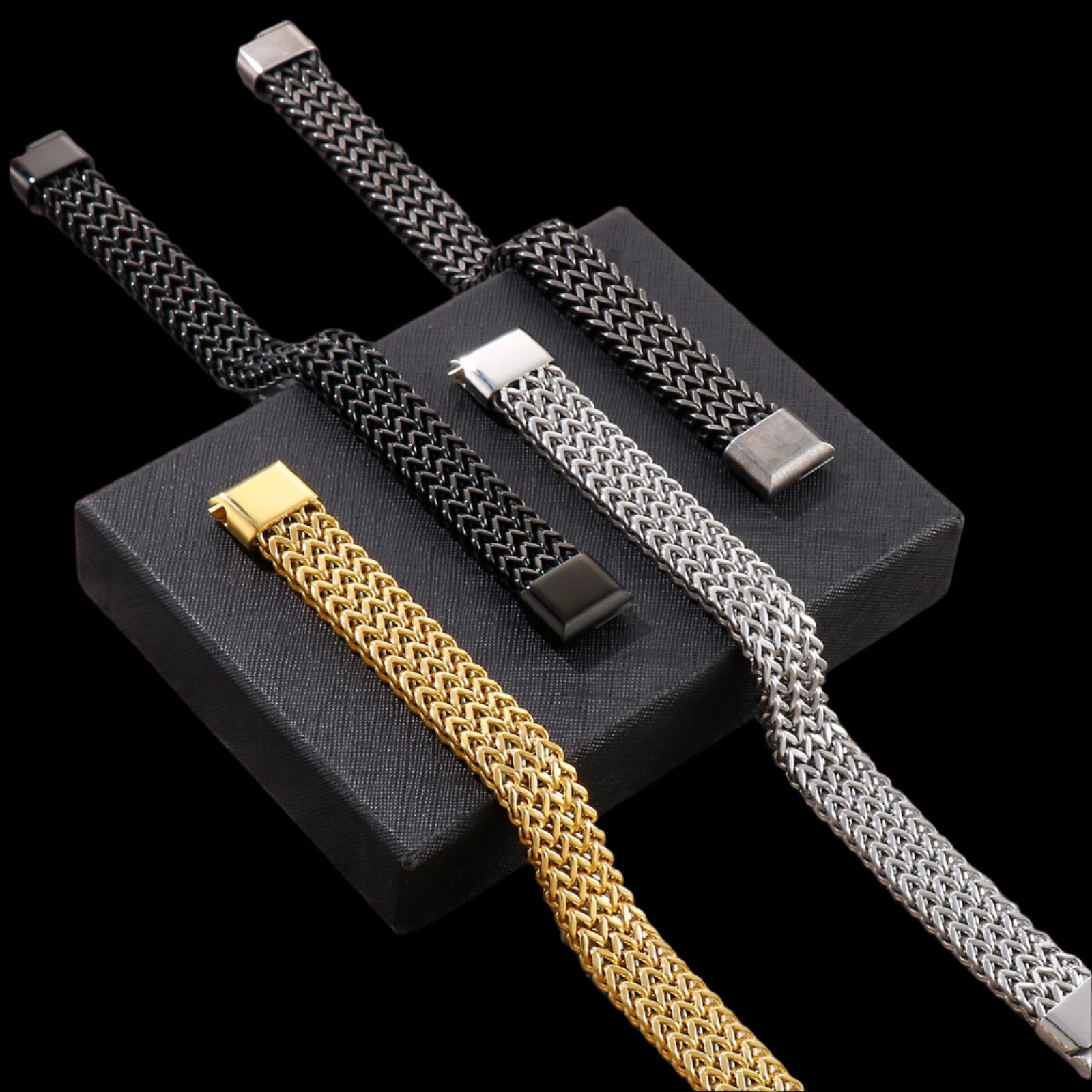 Triple Strand Mens Chain Bracelet
