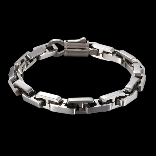 Vintage Industrial Link Block Chain Mens Bracelet