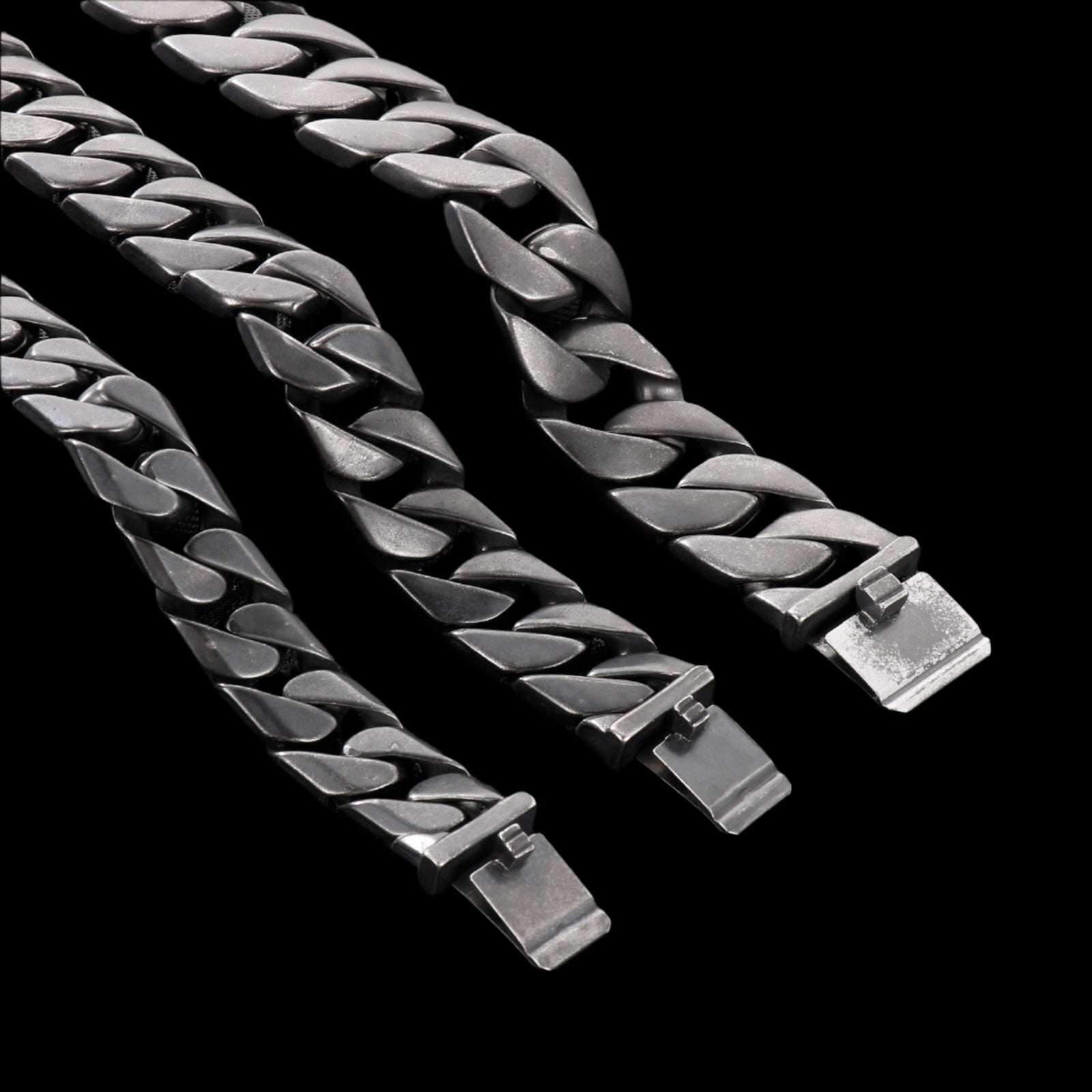 Wide Gunmetal Cuban Chain Bracelet