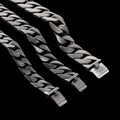 Wide Gunmetal Cuban Chain Bracelet
