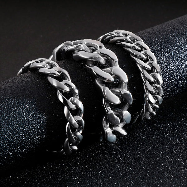 Stainless Steel Men Bracelet Vintage Wide Link Chain Bracelet Wrist Band Men Accessories Bangle Fashion Jewelry