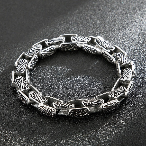 Trendy Charm Bangle Men Stainless Steel Bracelet Link Chain Punk Rock Fashion Carving  Jewelry