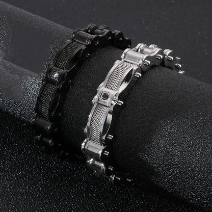 Vintage Black Punk Bracelet Men Stainless Steel Biker Bicycle Motorcycle Chain Mens Bracelets Bangles