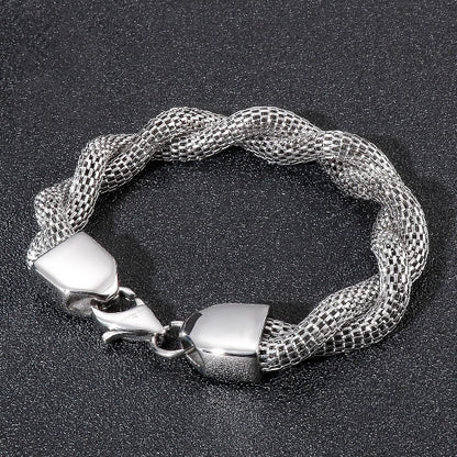 Snake Double Link Chain Stainless Steel Braided Bracelet