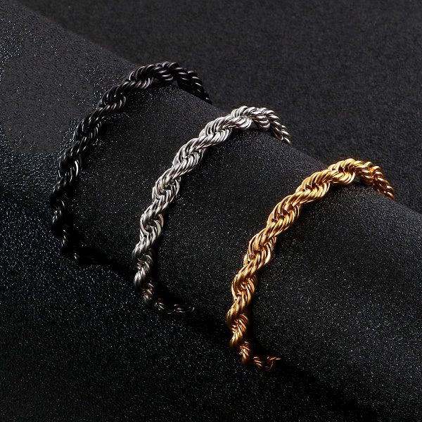 Wholesale Simple Twisted Link Chain Bracelet for Men Stainless Steel Black Hand Chain Bracelets Male Jewelry Gift