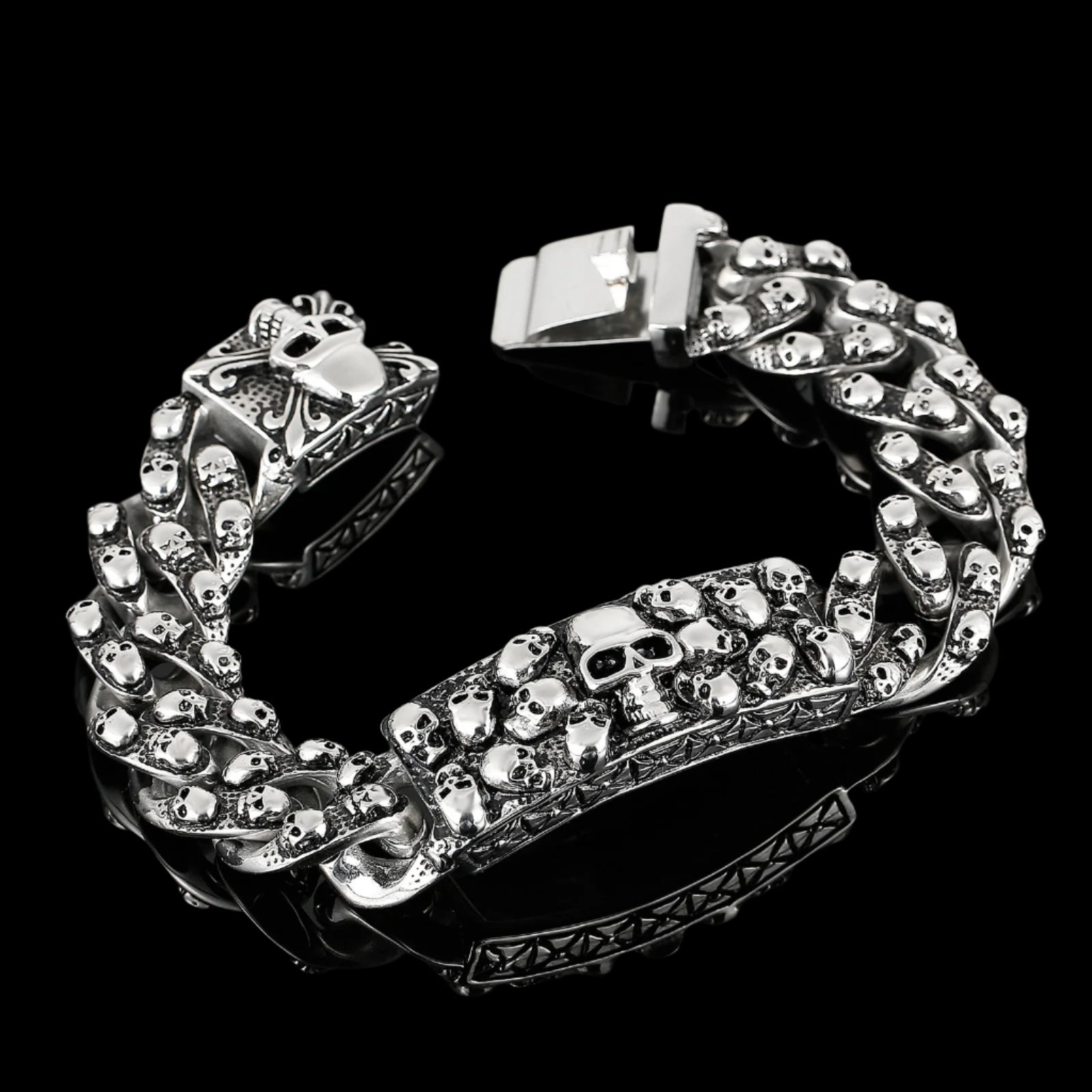 skulls cuban chain bracelet